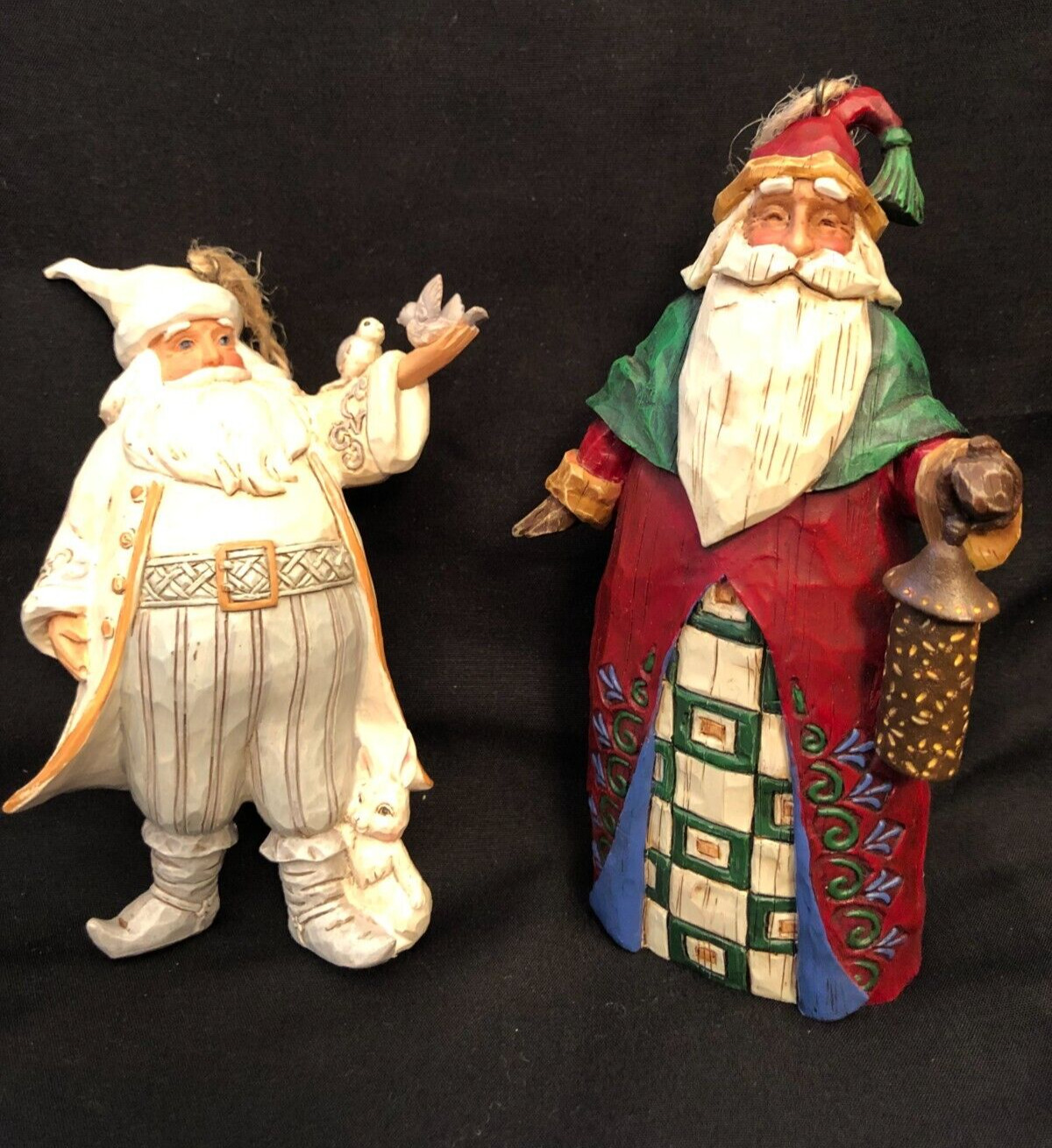 Jim Shore White Woodland Santa / Father Christmas Ornaments, Excellent Condition
