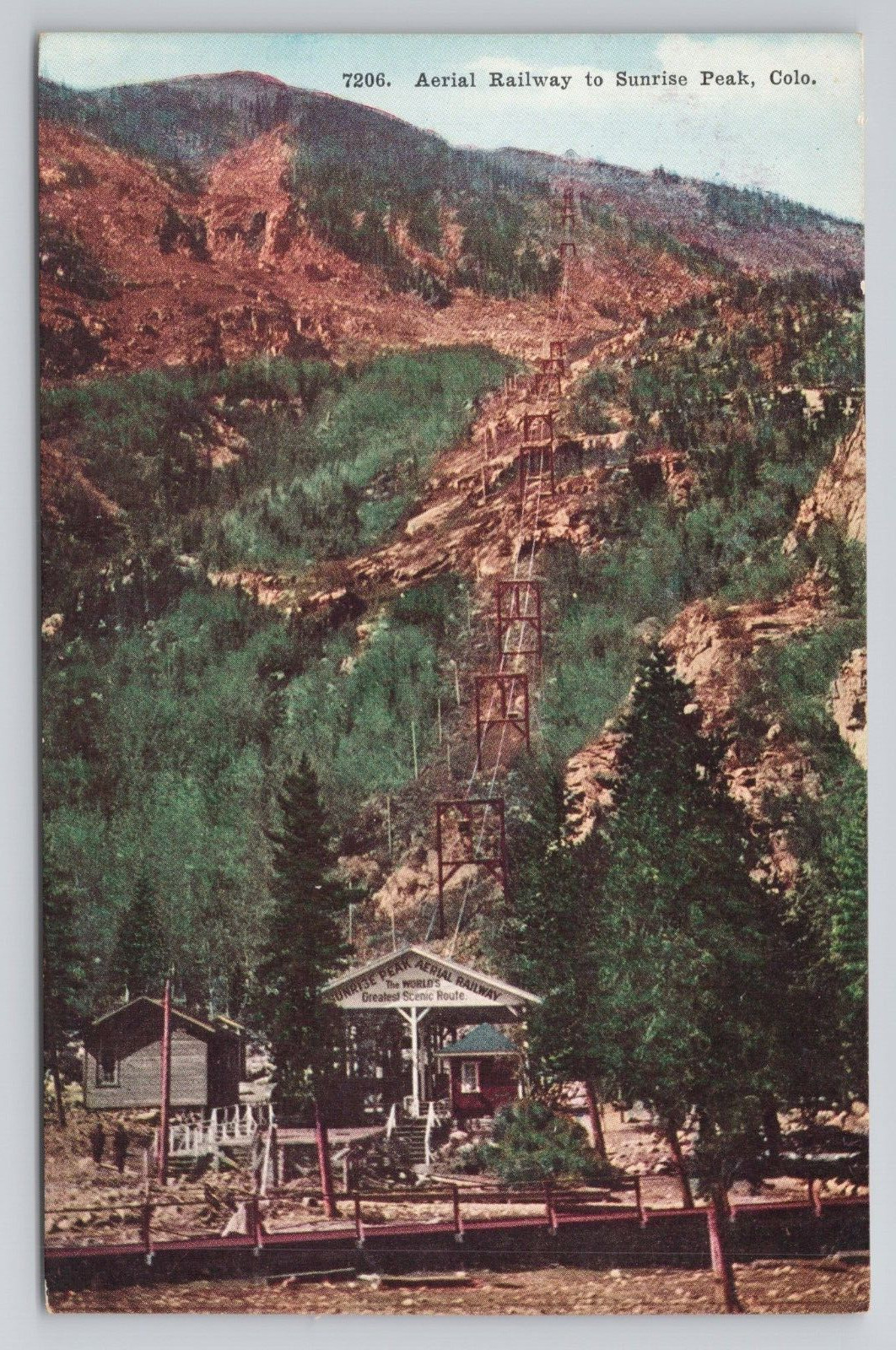 Aerial Railway To Sunrise Peak Colorado c1910 Antique Postcard