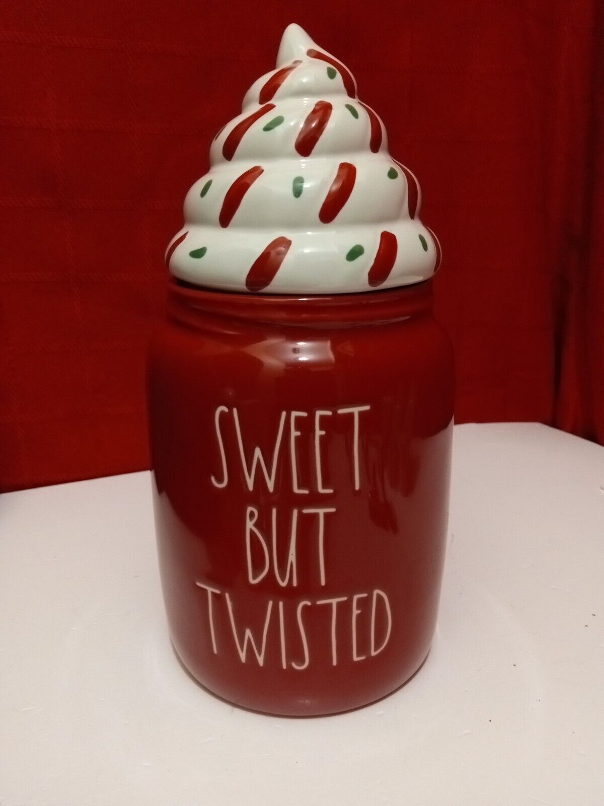 Rae Dunn SWEET BUT TWISTED red Christmas Canister NEW 2022 NR  Whip Cream Topper