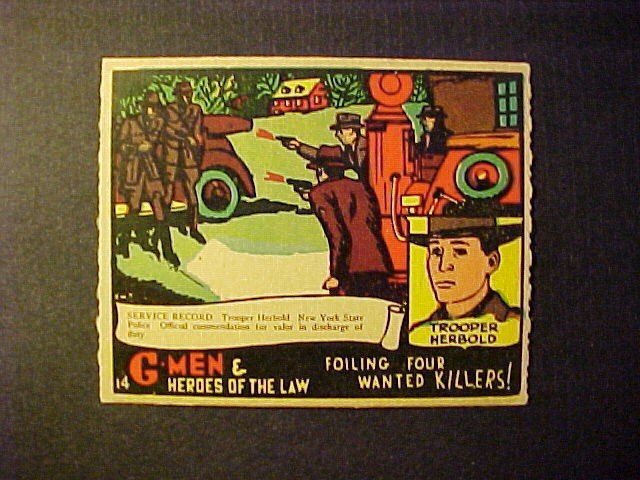 1936  GUM  INC.  G-MEN  R-60   #14  FOLLOWING FOUR WANTED KILLERS   NM-MT
