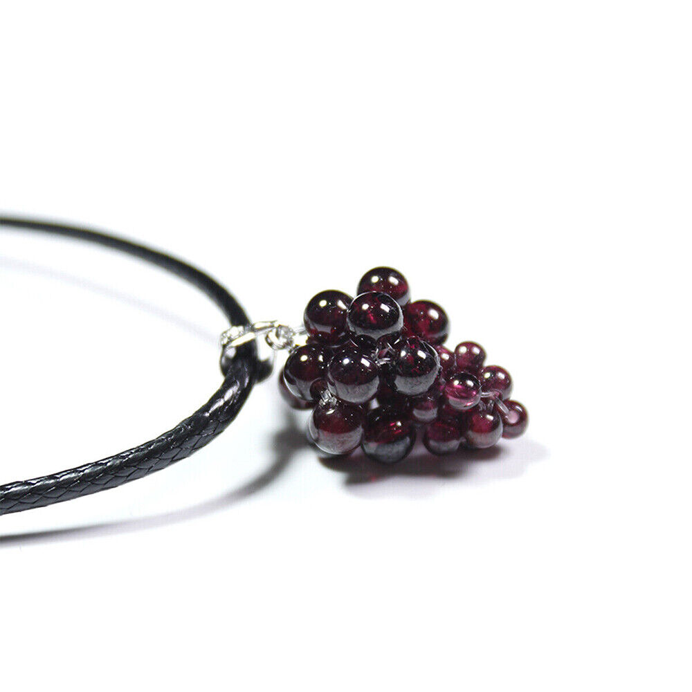 Natural Garnet Stone Bead Crystal Amaranth Grape Pendant Necklace Amulet Healing