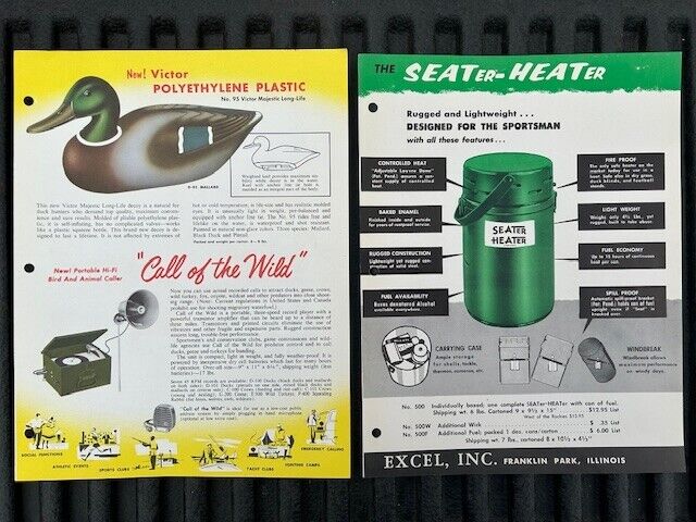 Vintage HTF Original Call of the Wild Duck Decoy Seater Heater Hunting Flyers