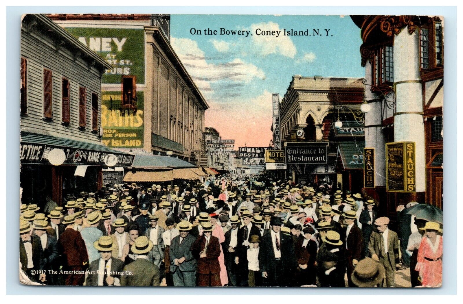 Vintage Postcard New York City Coney Island The Bowery West Brighton 1917 Posted