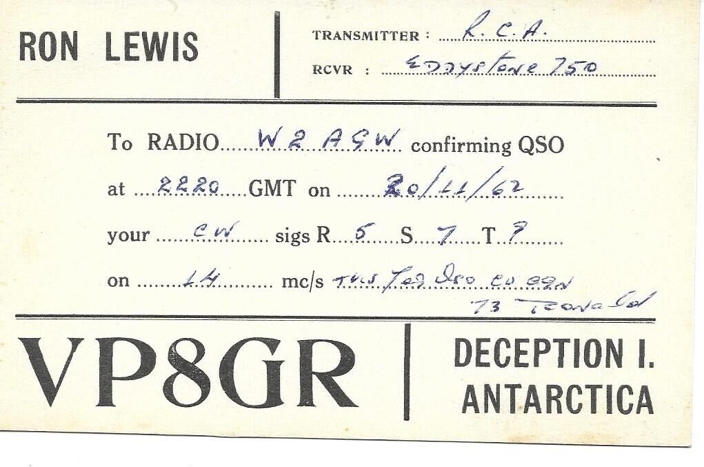 QSL 1962 British Antarctica radio card