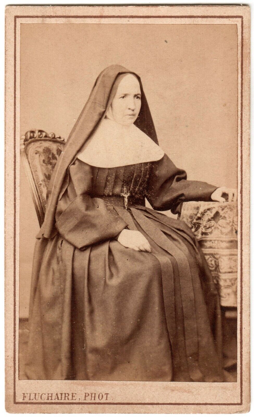 CDV. Good Sister.Nun.Religious.Nun.Religion.Marcigny Curse.Albuminated Photo