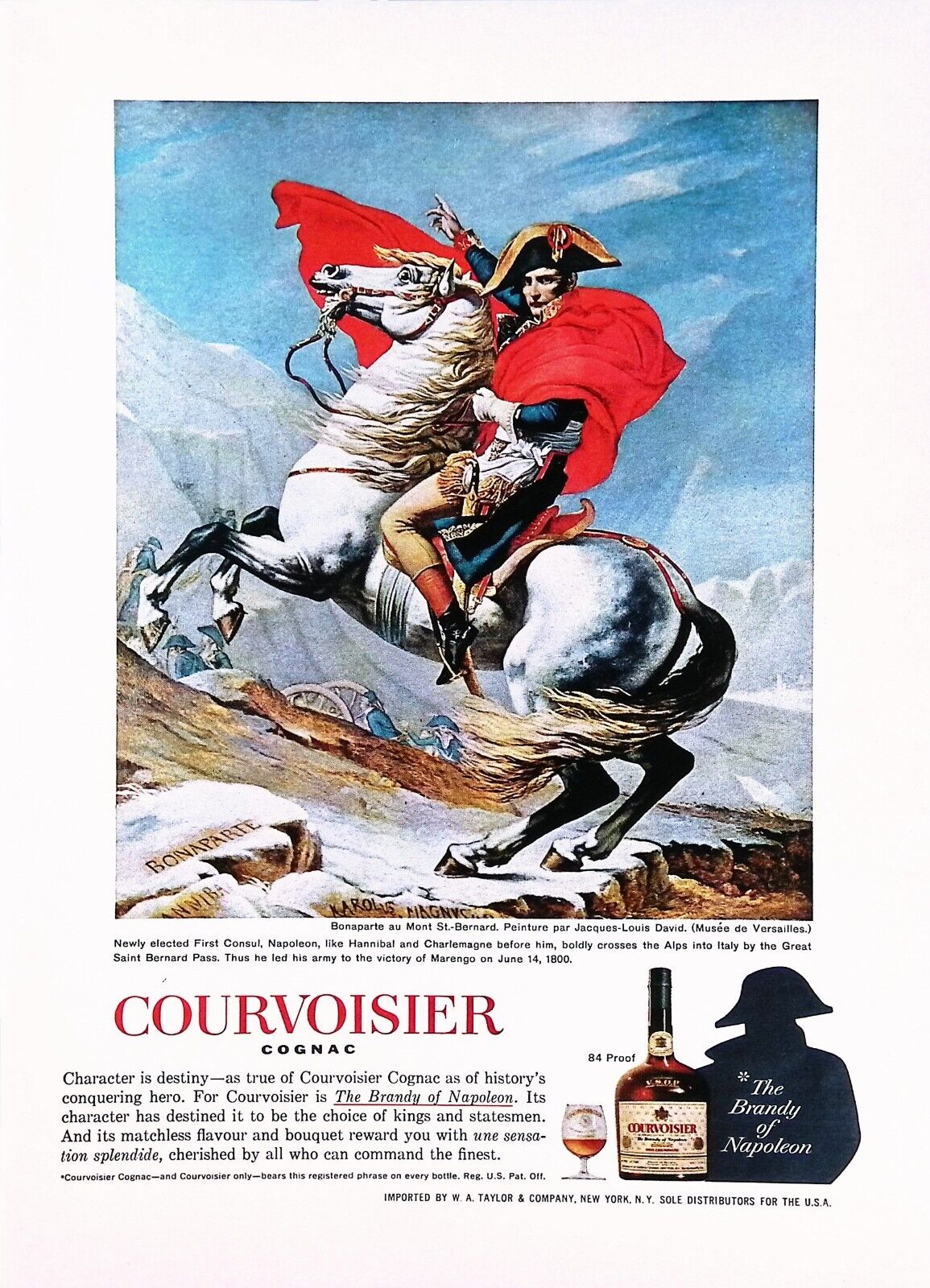 Napoleon Brandy 1963 Print Ad Courvoisier Cognac Crosses the Alps 8\