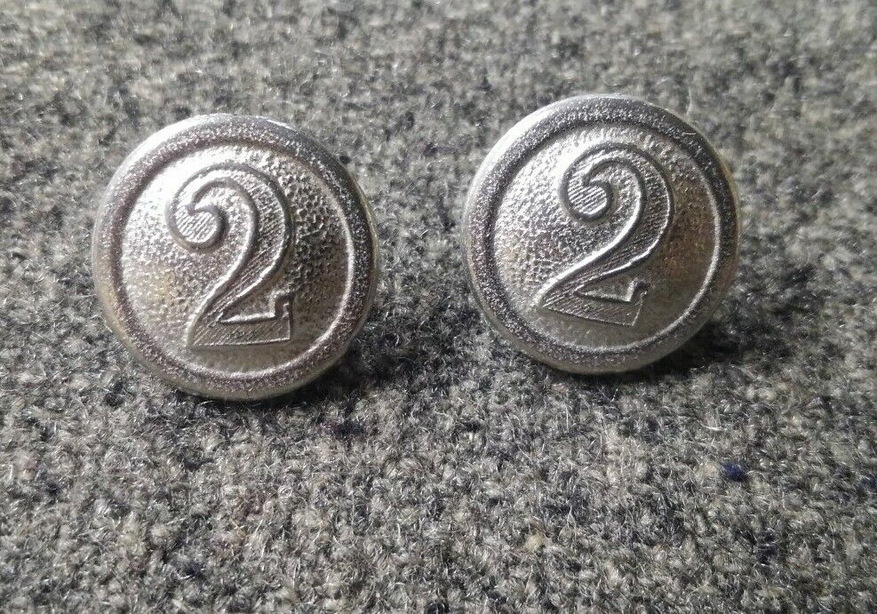 WWI German 2nd Kompanie Buttons 1910 in silver, unpainted by the pair
