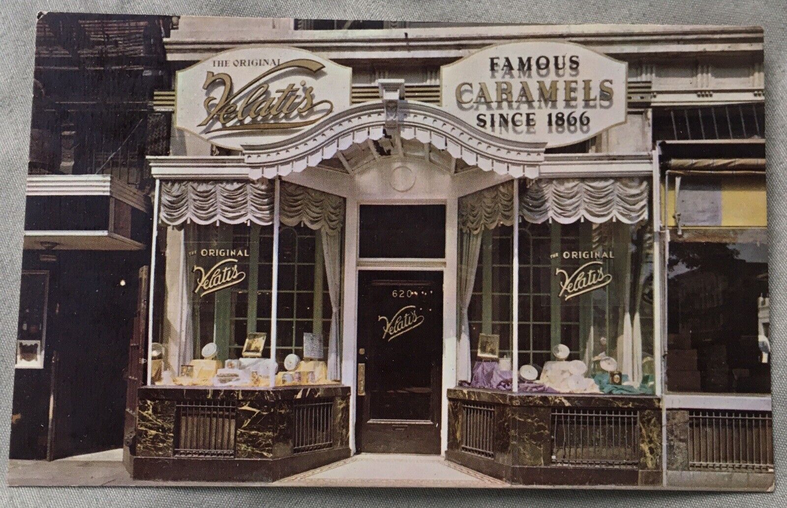 VTG Home Of The Original Velatis Famous Caramels Postcard Washington   5.5”x3.5”