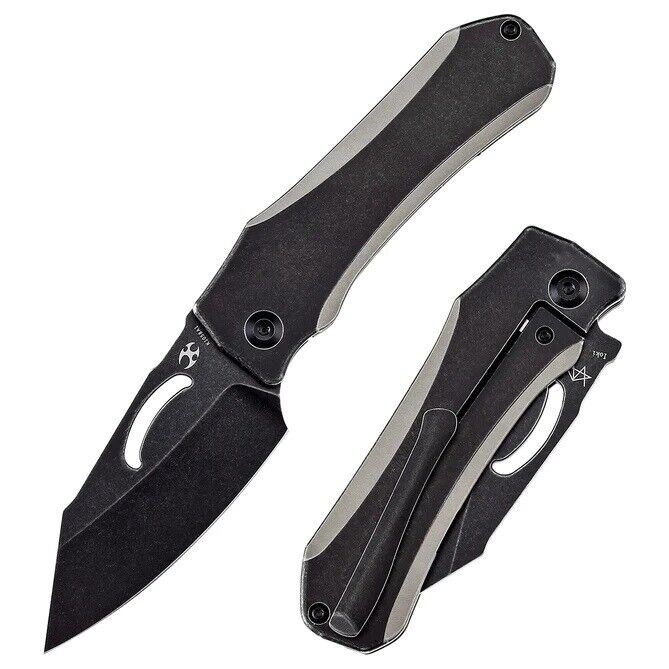 Kansept Loki Folding Knife Gray/Black Ti Handle S35VN Plain Black Blade K1058A1
