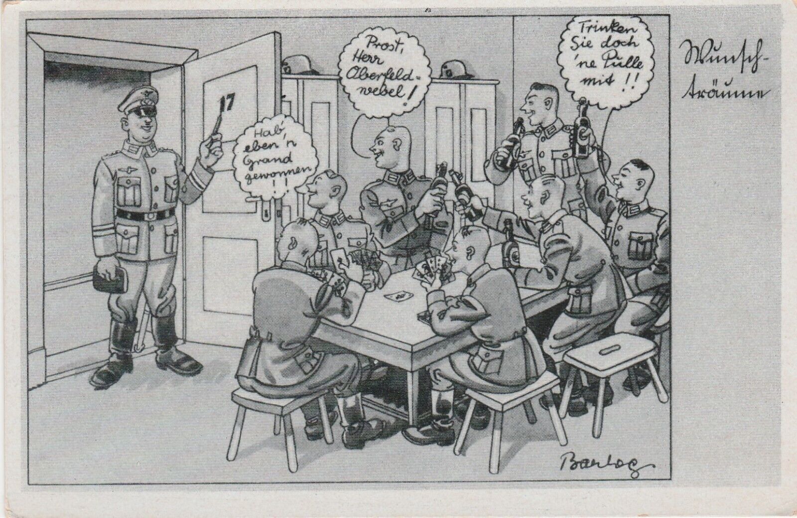 German Army  comic postcard c1940 Artist signed