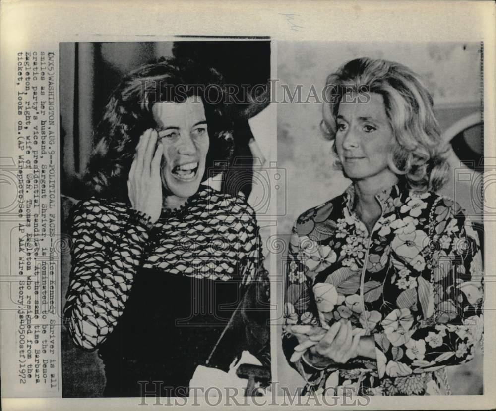 1972 Press Photo Eunice Shriver & Barbara Eagleton at Democratic convention, DC
