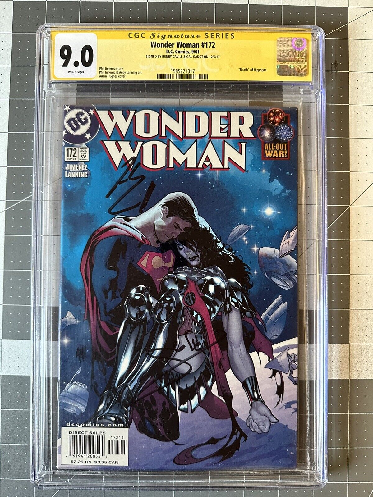 Wonder Woman #172 Hughes cover Superman CGC 9.0 Signature Cavill Gadot DC KEY