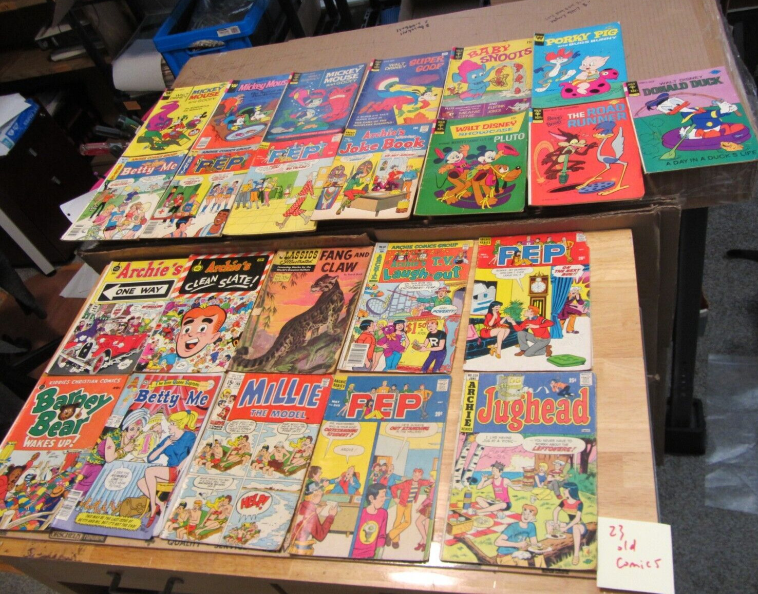 Vintage Comic book lot of 23 including Archie PEP Gold Key Disney Millie Betty +