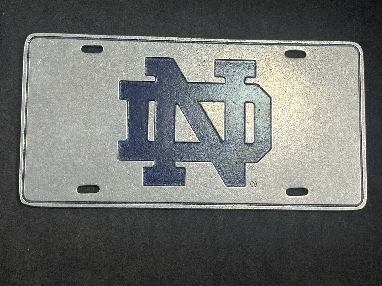University Of Notre Dame Fightin Irish ND License Plate Pewter Tone Heavy NEW