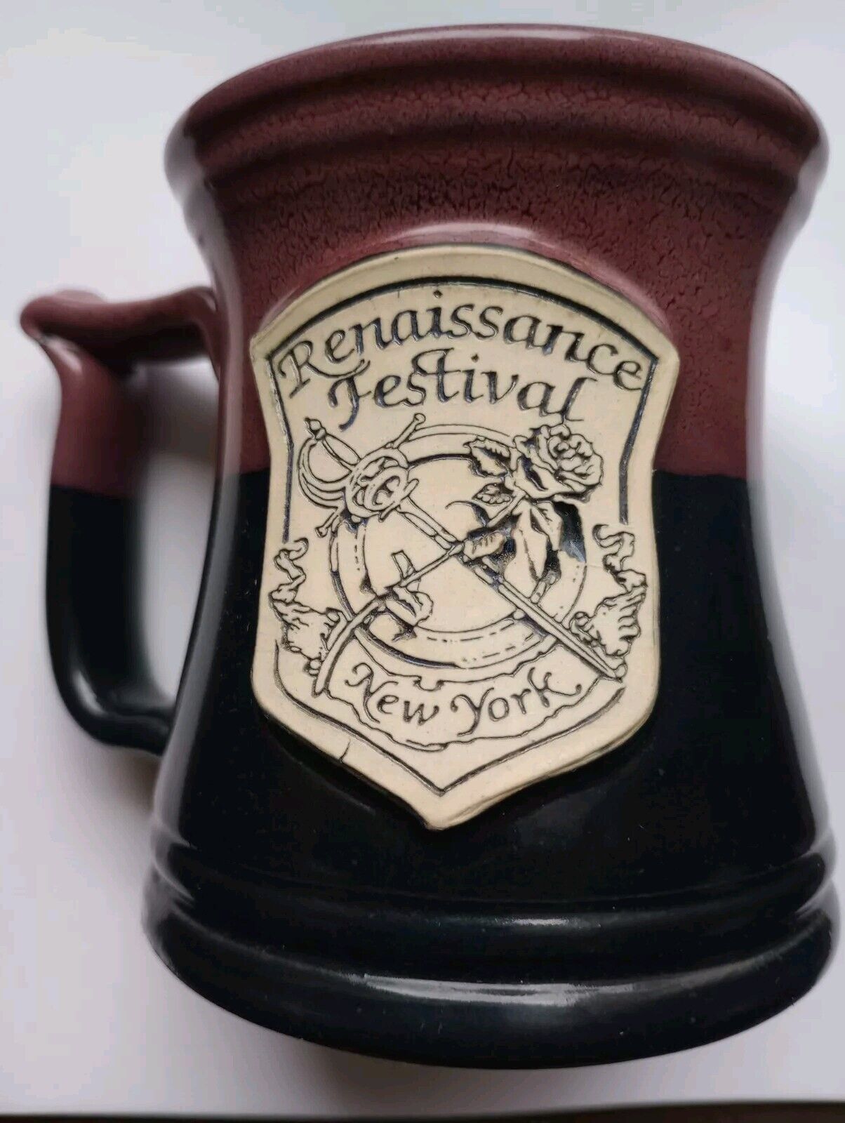 Deneen Pottery Mug  NY Renaissance Faire Drip  Red Black 