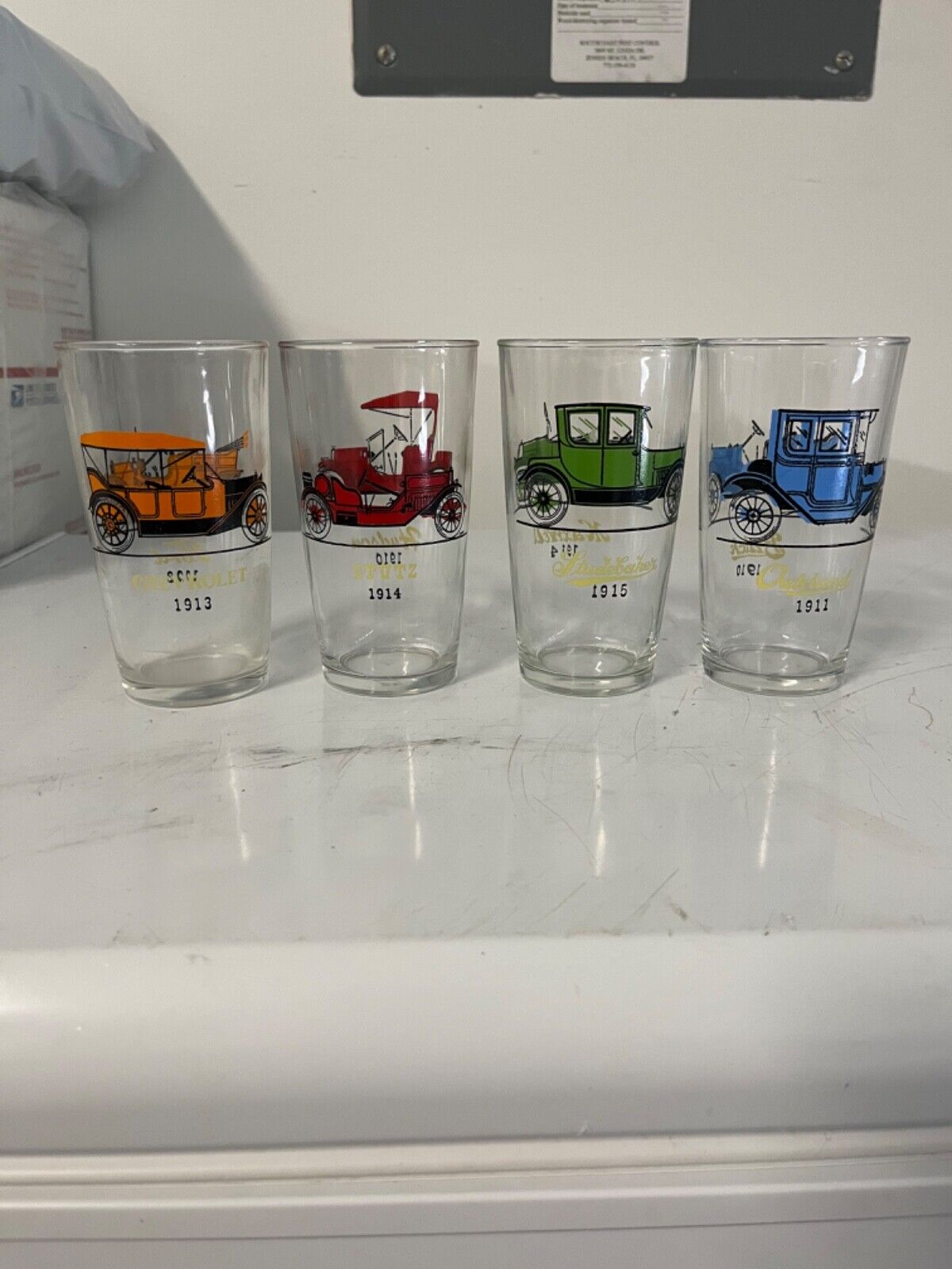 4 Vintage Car Glasses 