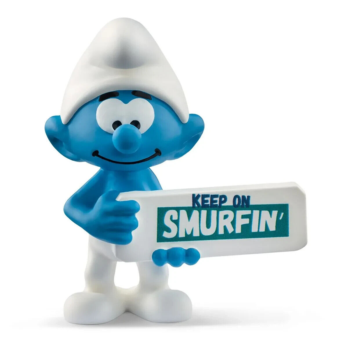 20843 Smurf with Sign Keep on Smurfin 2inch Plastic Figurine NEW 2023 SMURFS SET
