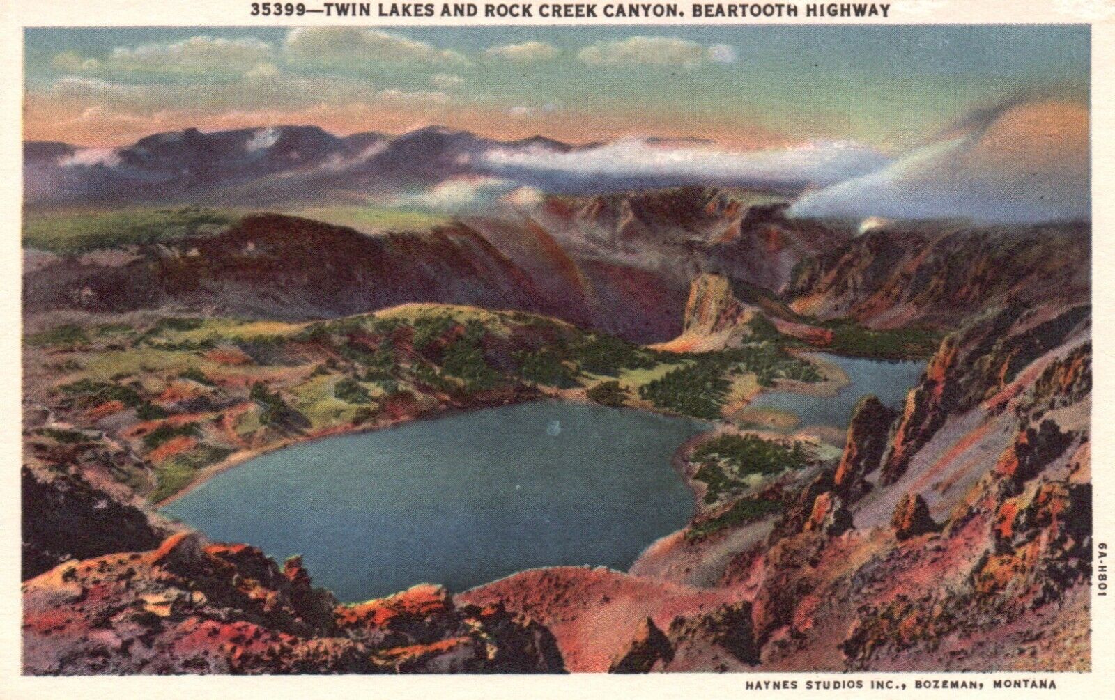 Postcard MT Beartooth Highway Twin Lakes & Rock Creek Canyon Vintage PC H9940