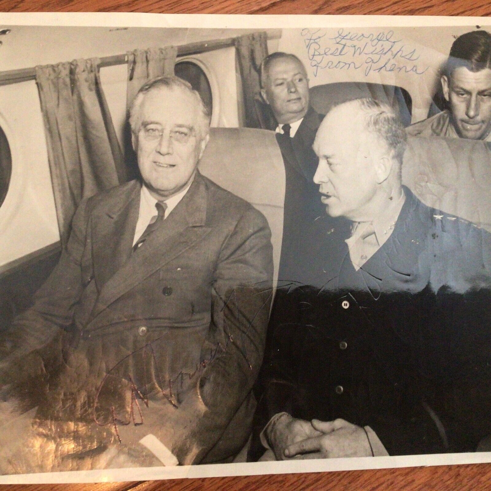 Signed President Franklin Roosevelt Photo Autograph, Next To Dwight Eisenhower