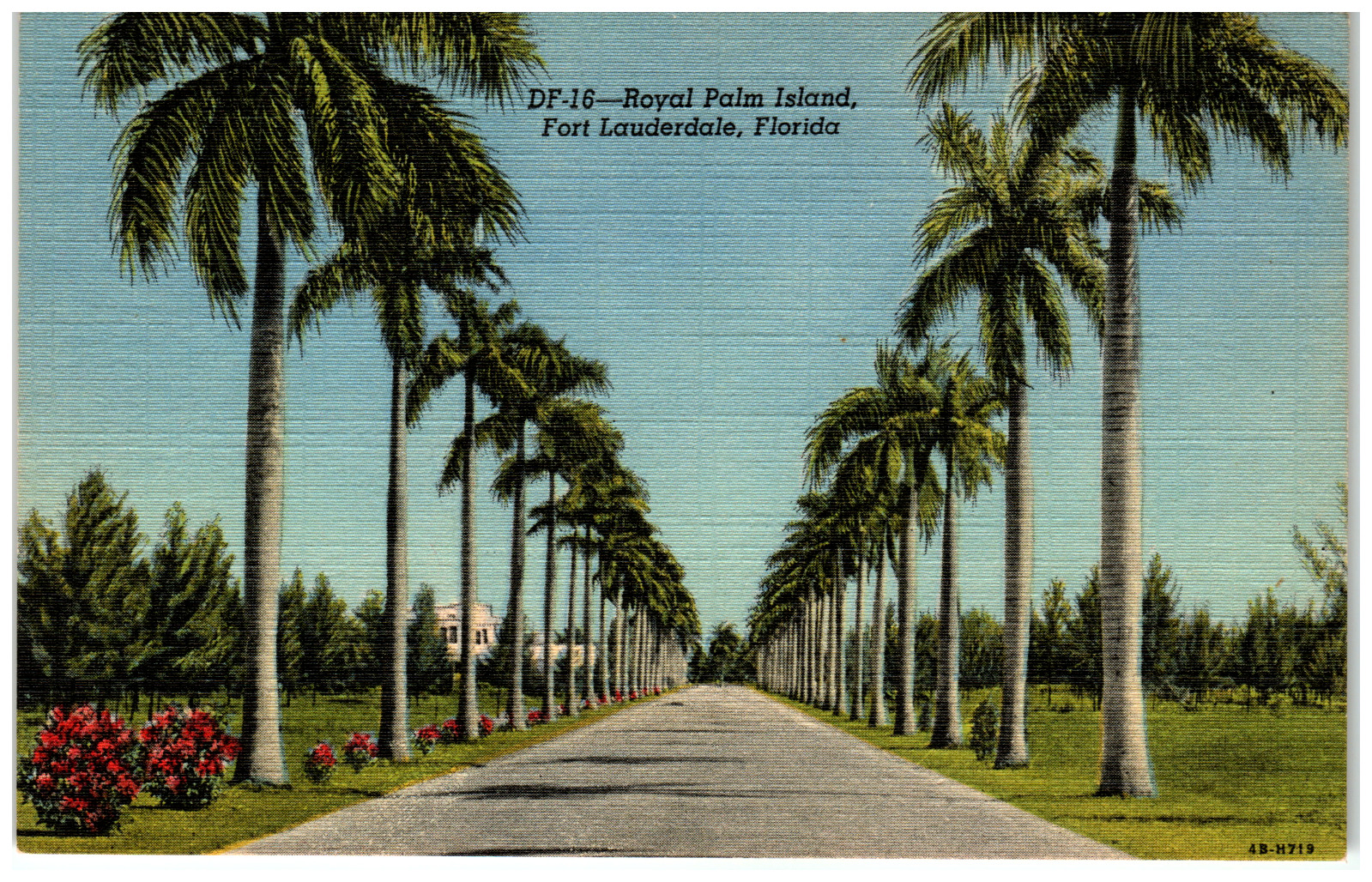 Postcard Linen Street View Royal Palm Island, Fort Lauderdale, FL