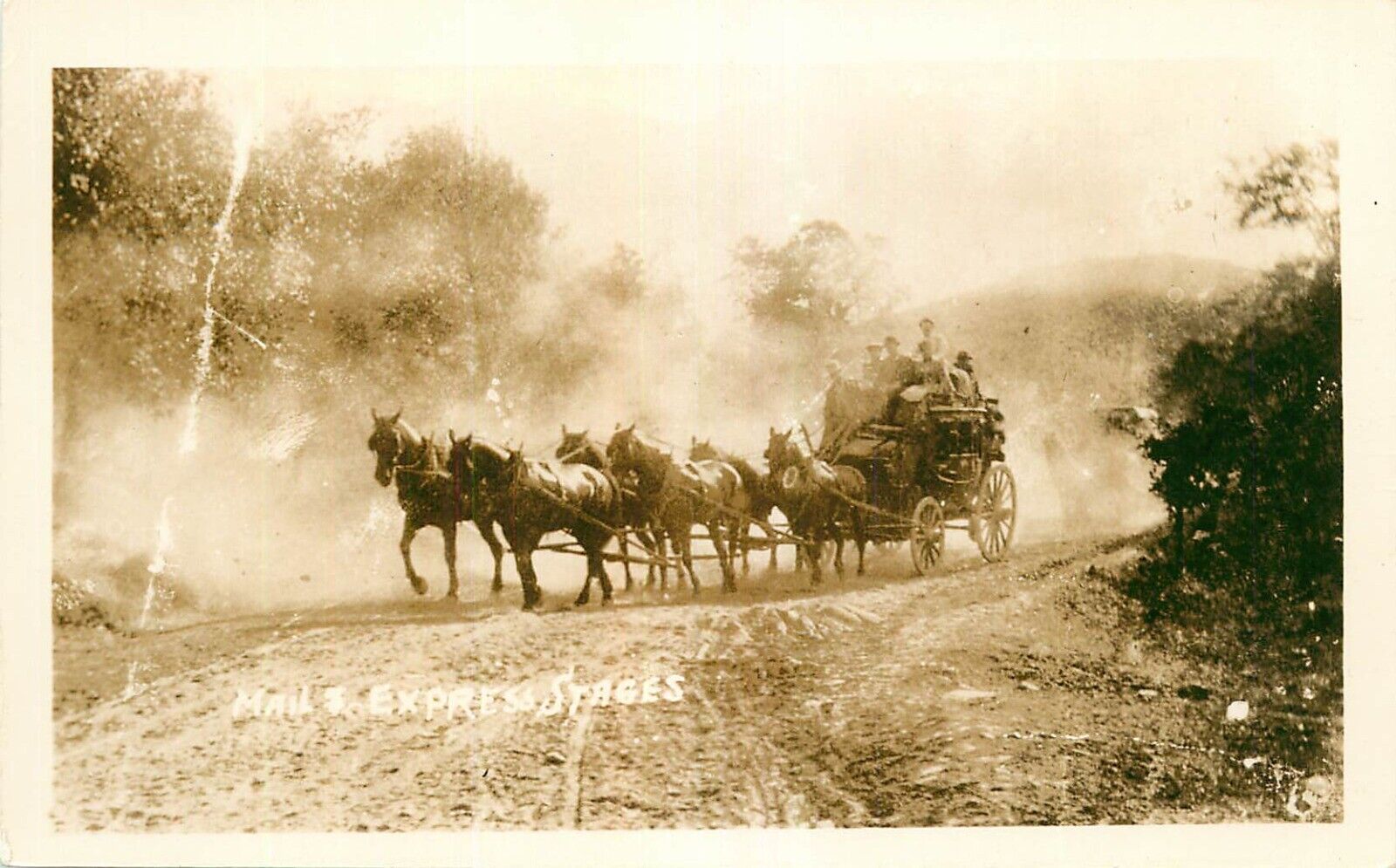 Real Photo Postcard Mail & Express Stage Coach - circa 1950s