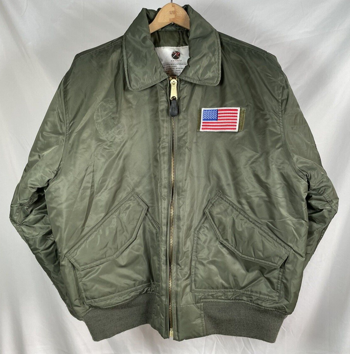 Rothco Flyer\'s Jacket Coat USAF CWU-45P MIL-J-6141 Green Large L ~ Very Nice