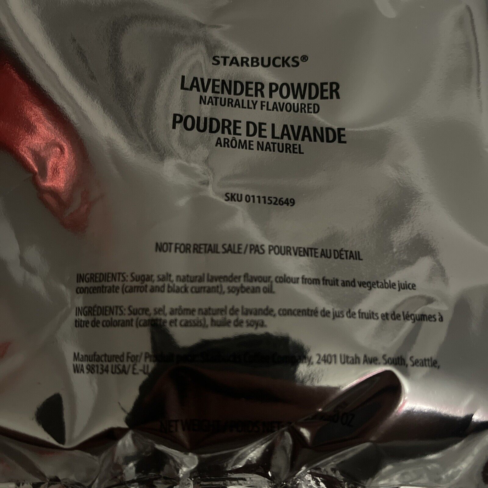 Starbucks Lavender Powder 12oz Bag (1 Bag) BB July 2024