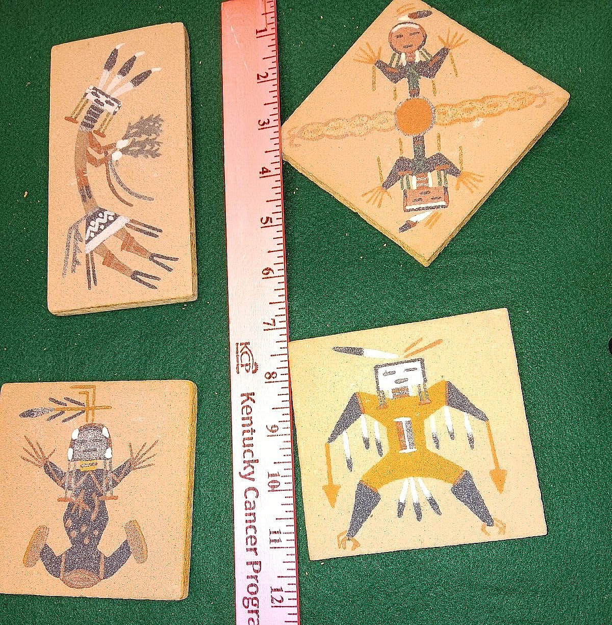 Lot of 4 Native American Navajo Sand Paintings Unframed Signed