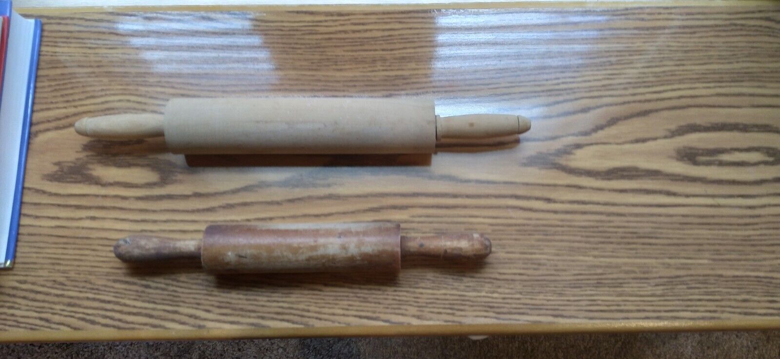 two vintage wooden rolling pins