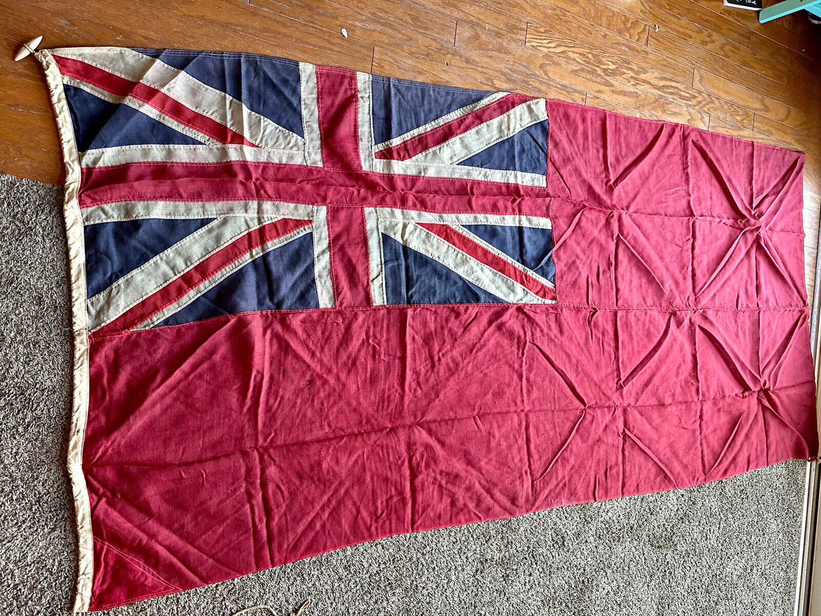 Huge Original WW1 WWII Linen British Merchant Marine Navy Flag Ensign