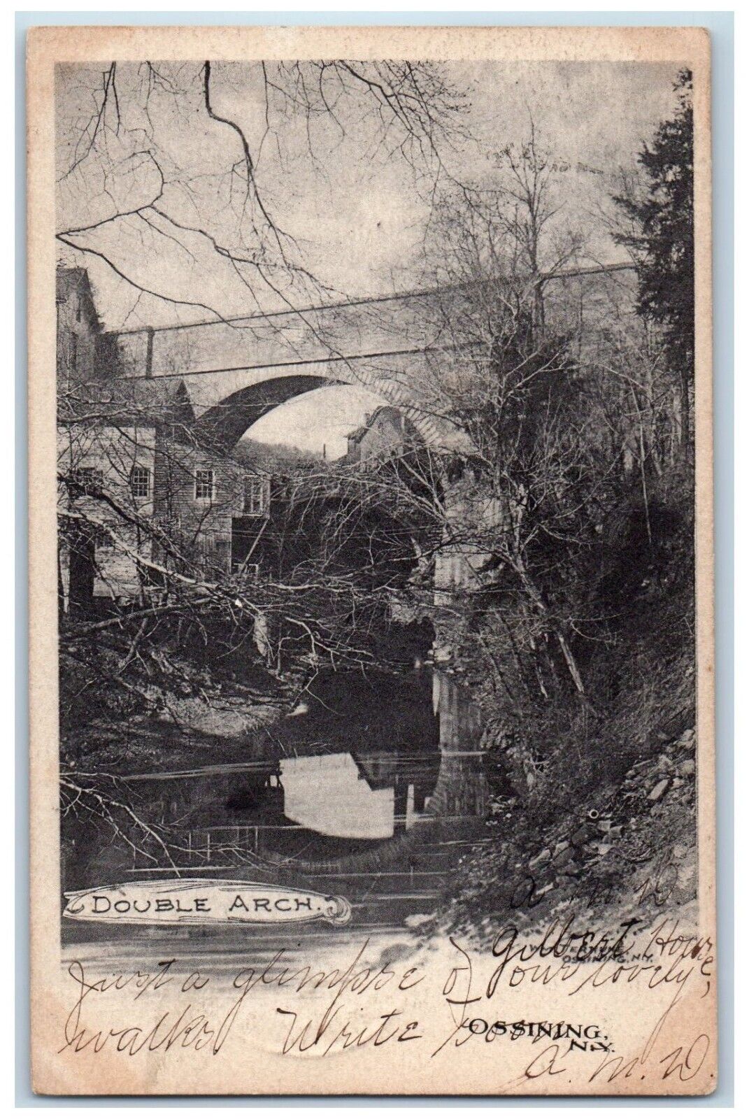 1904 Double Arch River Scenic View Ossining New York NY Antique Vintage Postcard