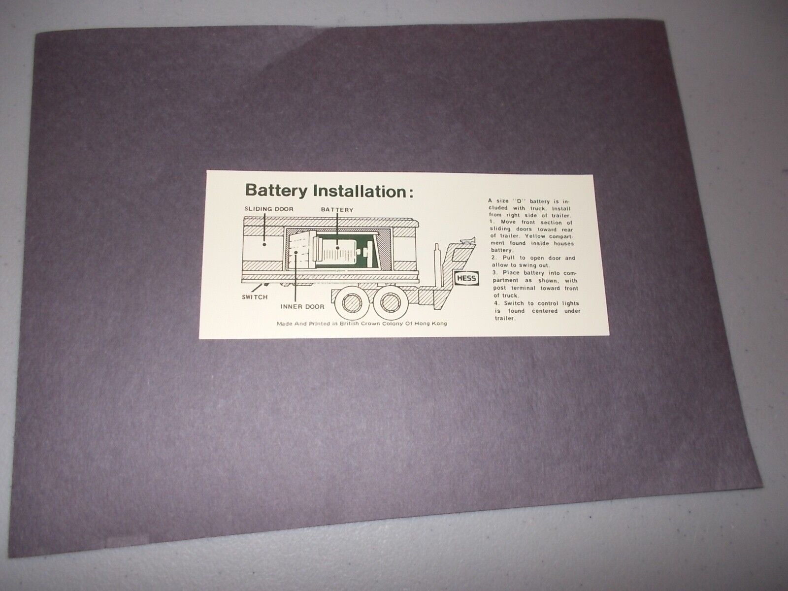 1975-1976 HESS TRUCK REPRODUCTION BATTERY CARDS AGED FOR NICE ORIGINAL LOOK