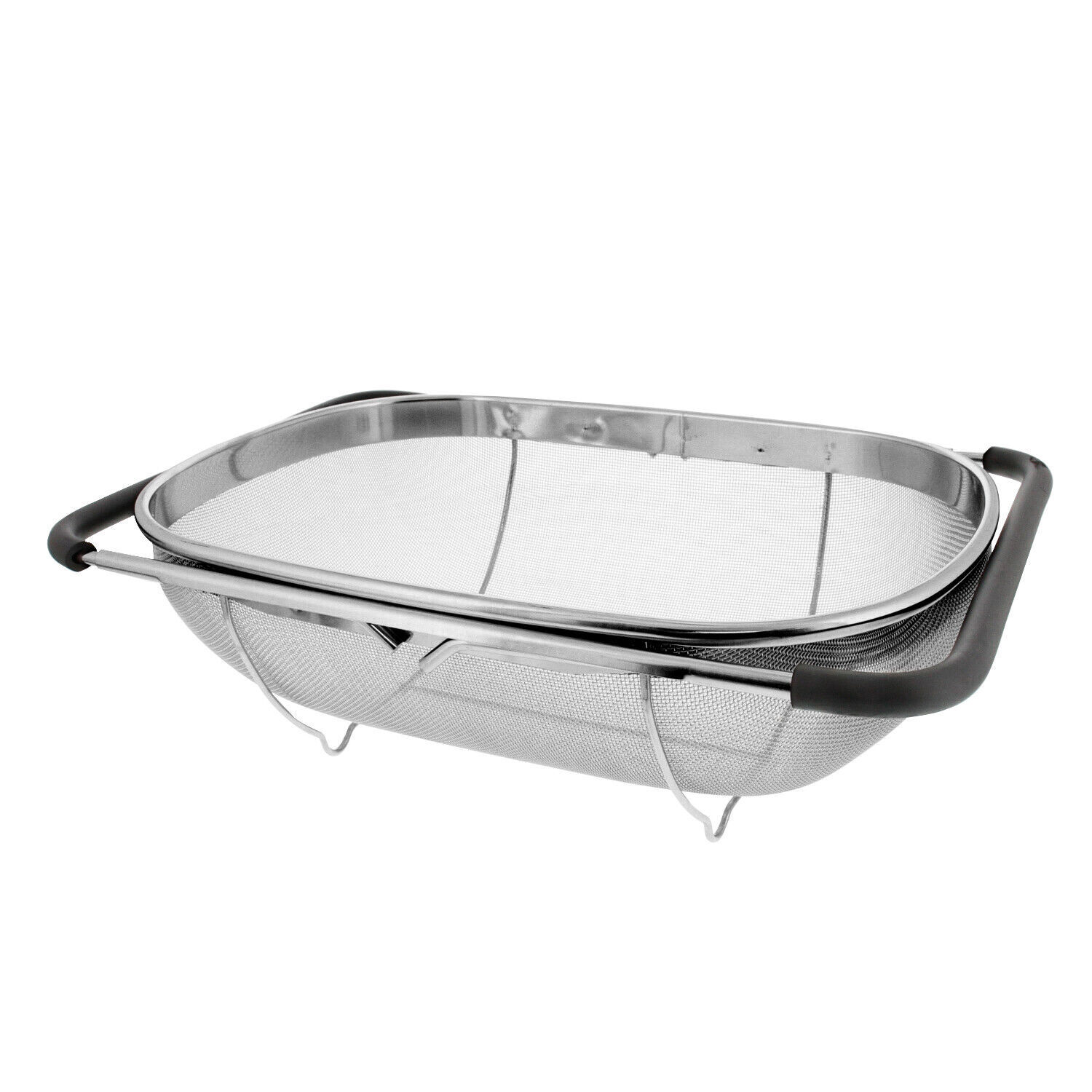 Over The Sink Stainless Steel Oval Fine Mesh Colander Strainer Expandable Handle