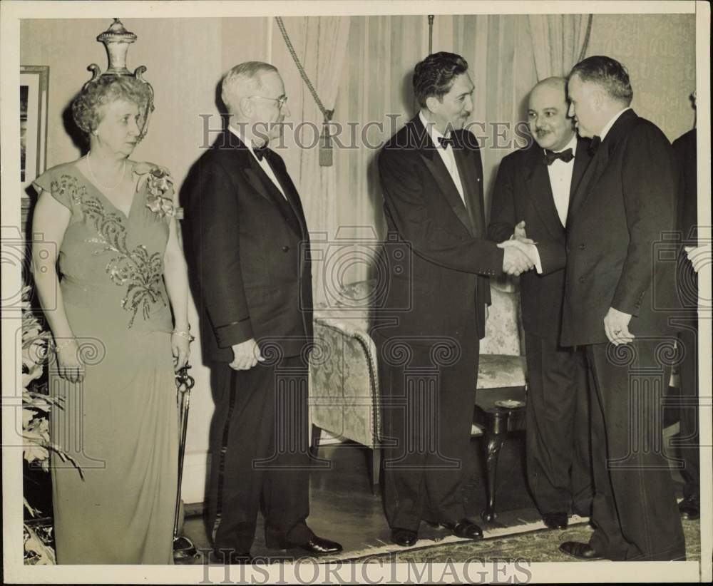 1947 Press Photo President And Mrs. Truman With Mexican President Miguel Aleman