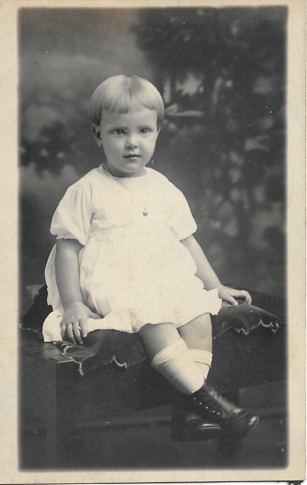 Young Child Real Photo Postcard RPPC Sitting Studio Posed Early 1900s Vintage
