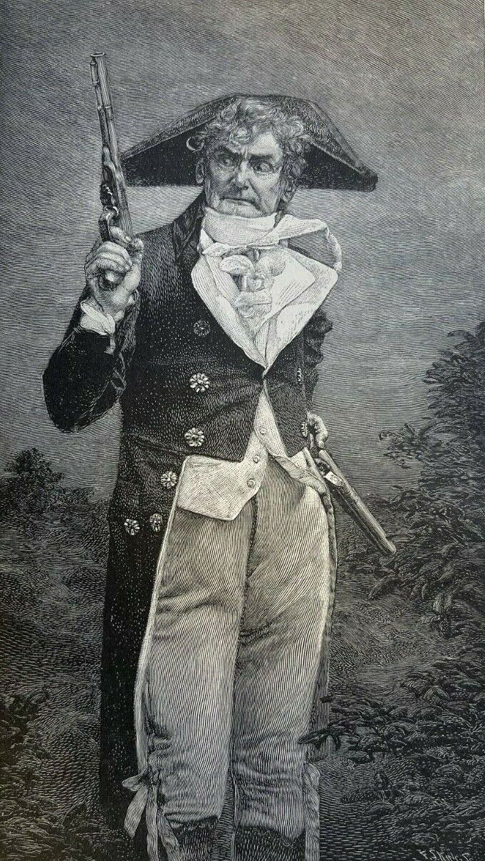 1890 Vintage Magazine Illustration Actor Joseph Jefferson Bob Acres in Uniform