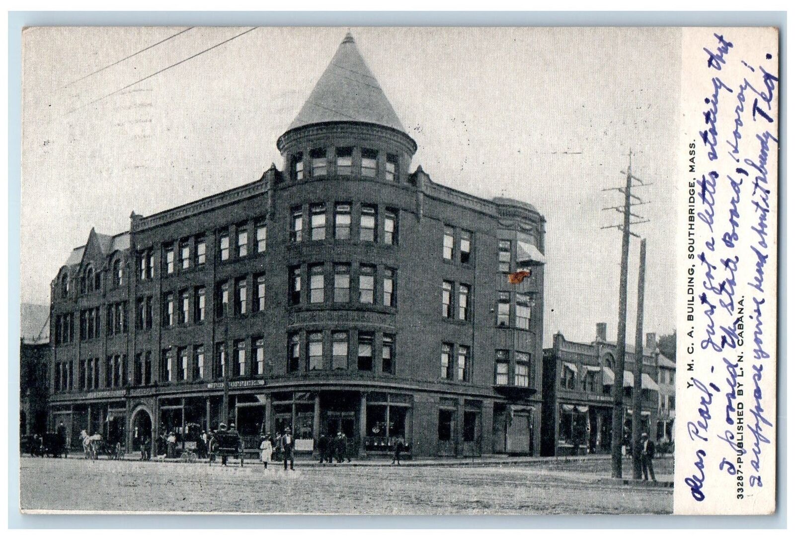 1907 Y.M.C.A. Building Exterior Southbridge Massachusetts MA Posted Postcard