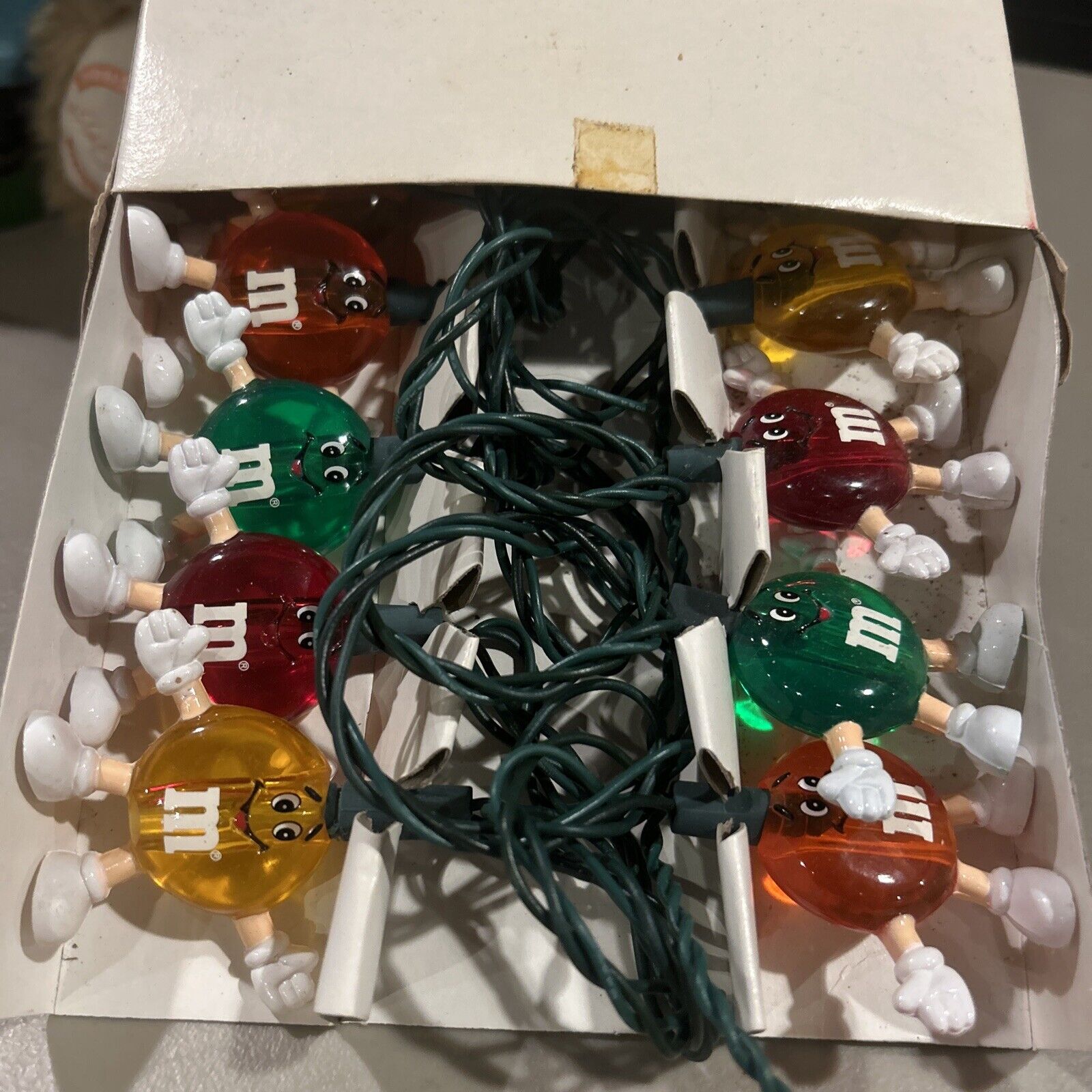 Vintage M&M Christmas Lights One String Working Holiday Happy Lights