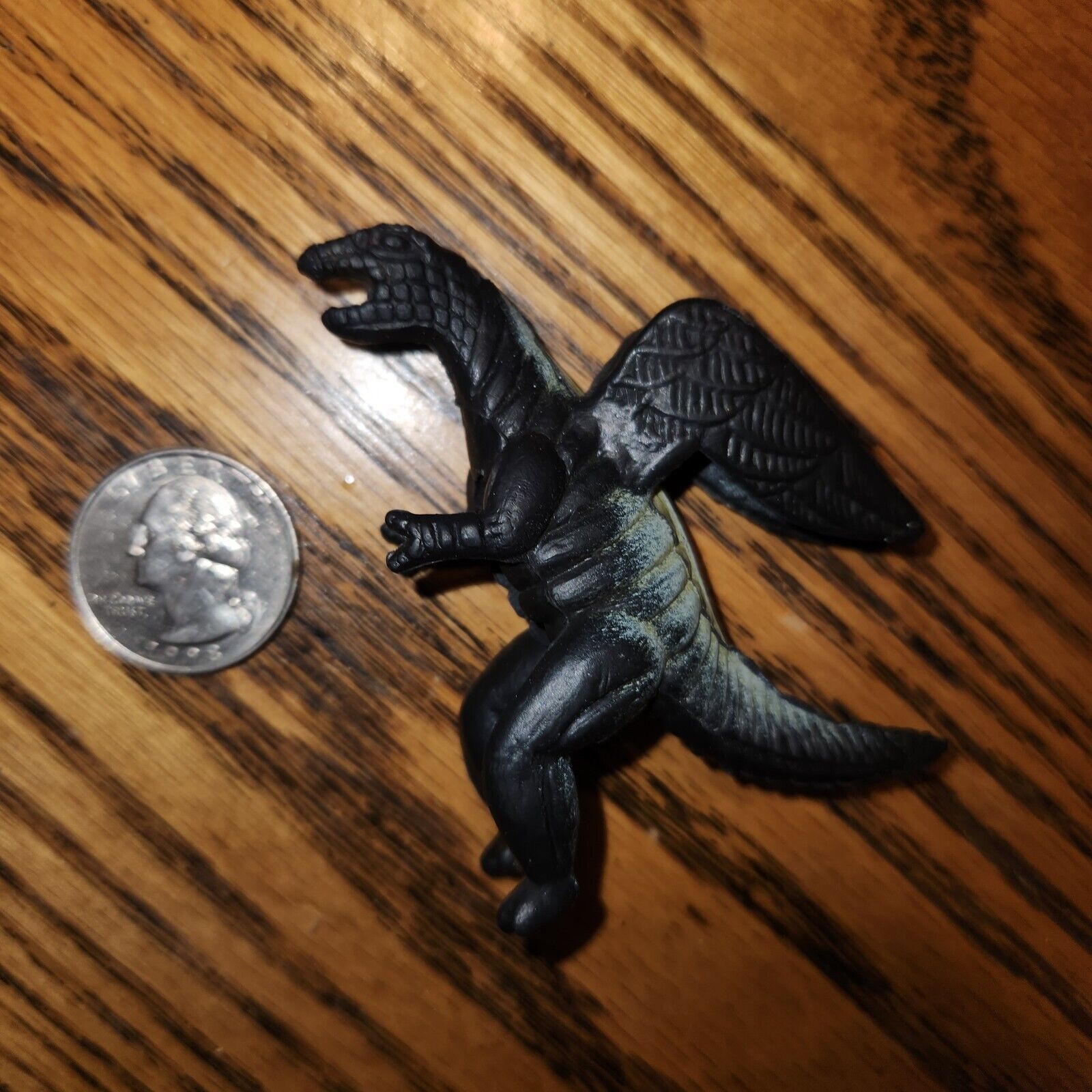 Vtg Dinosaur Figure Black Wings Prehistoric Playset *Possible Marx* Rubber Toy
