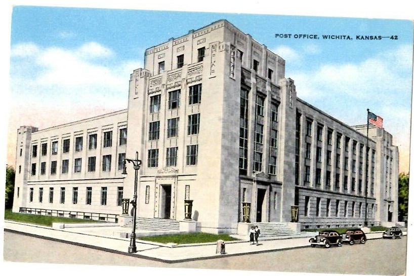 Postcard Post Office Wichita Kansas Located Between Third & Main