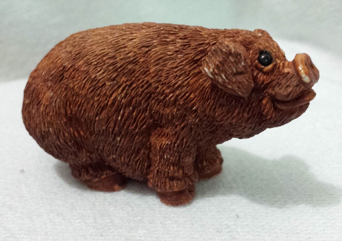 Vintage Standing Pig Figurine Brown Resin Textured 2.75\