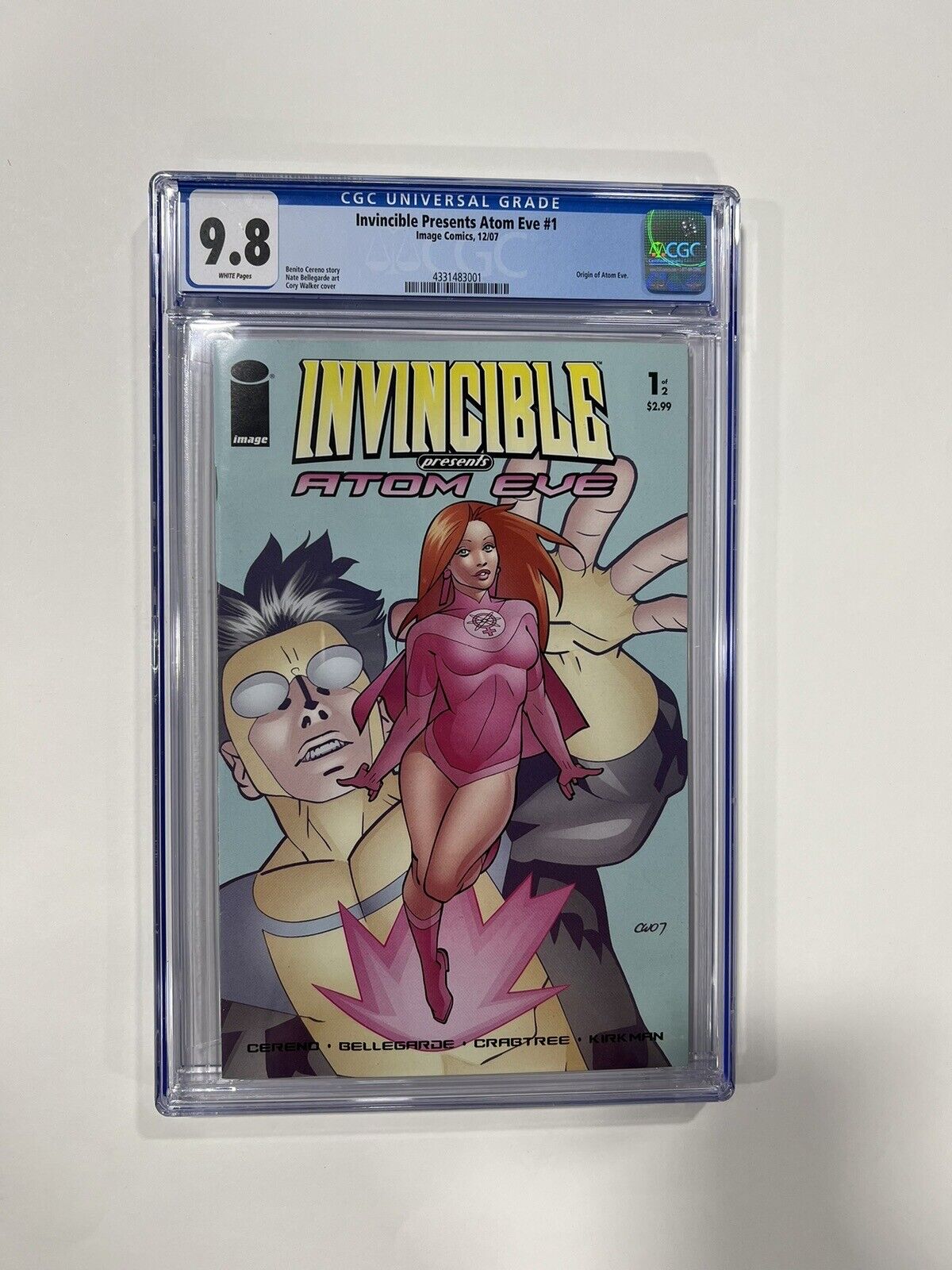 INVINCIBLE PRESENTS ATOM EVE 1 CGC 9.8 WHITE PAGES IMAGE 2007
