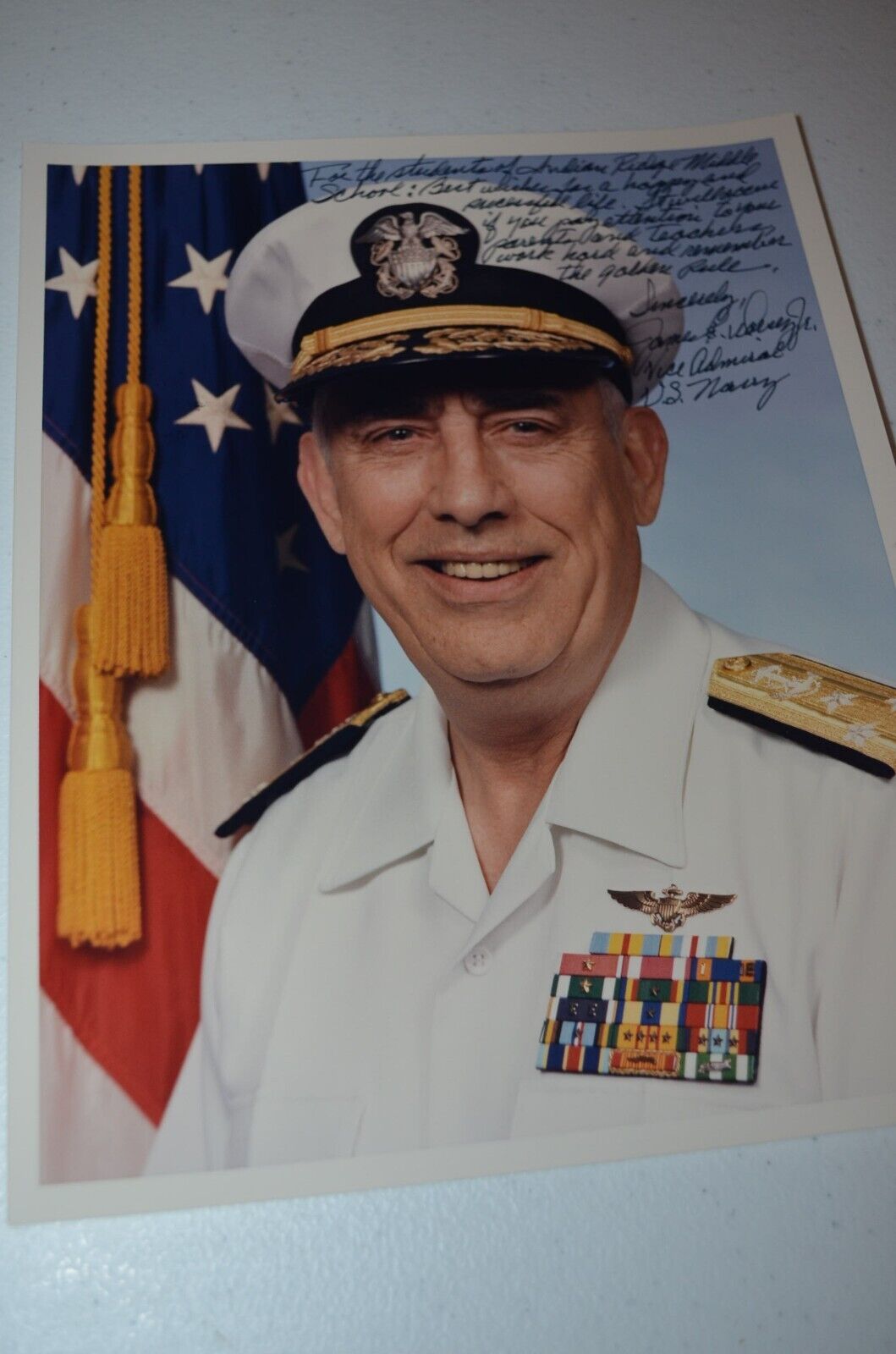 Vice Admiral James Dorsey Jr Signed 8x10 Photo Navy