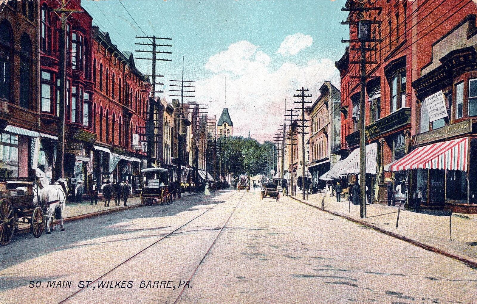 WILKES-BARRE PA - South Main Street Postcard - udb - 1907
