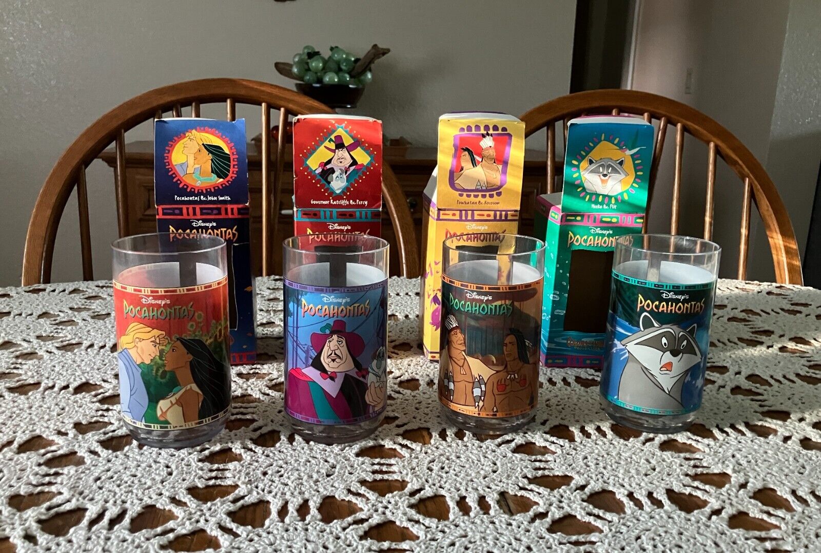 Vintage 4 Disney Burger King Pocahontas Cups – Colors of the Wind Collection
