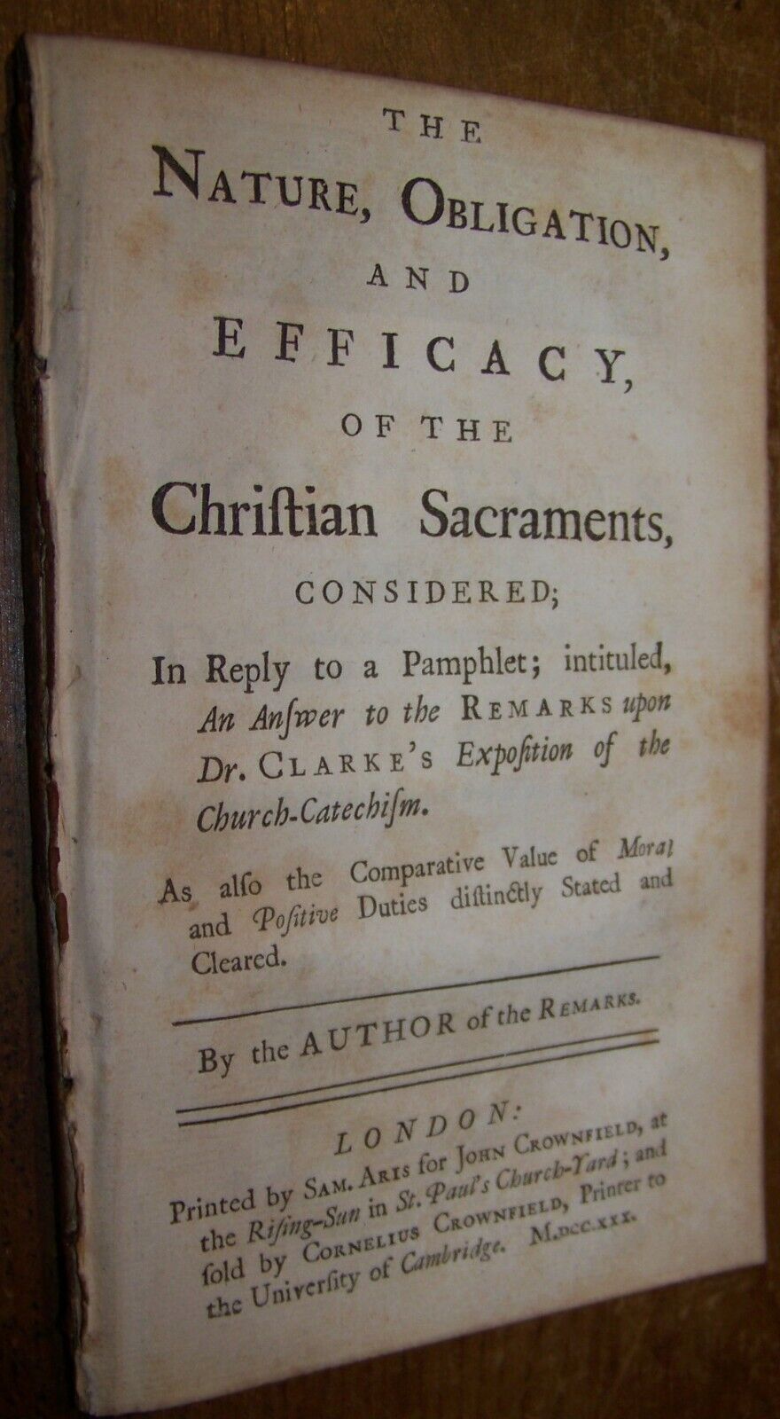 1730 ANTIQUE CHRISTIAN SACREMENTS CHURCH CATECHISM BIBLE STUDY BOOK DR CLARKE
