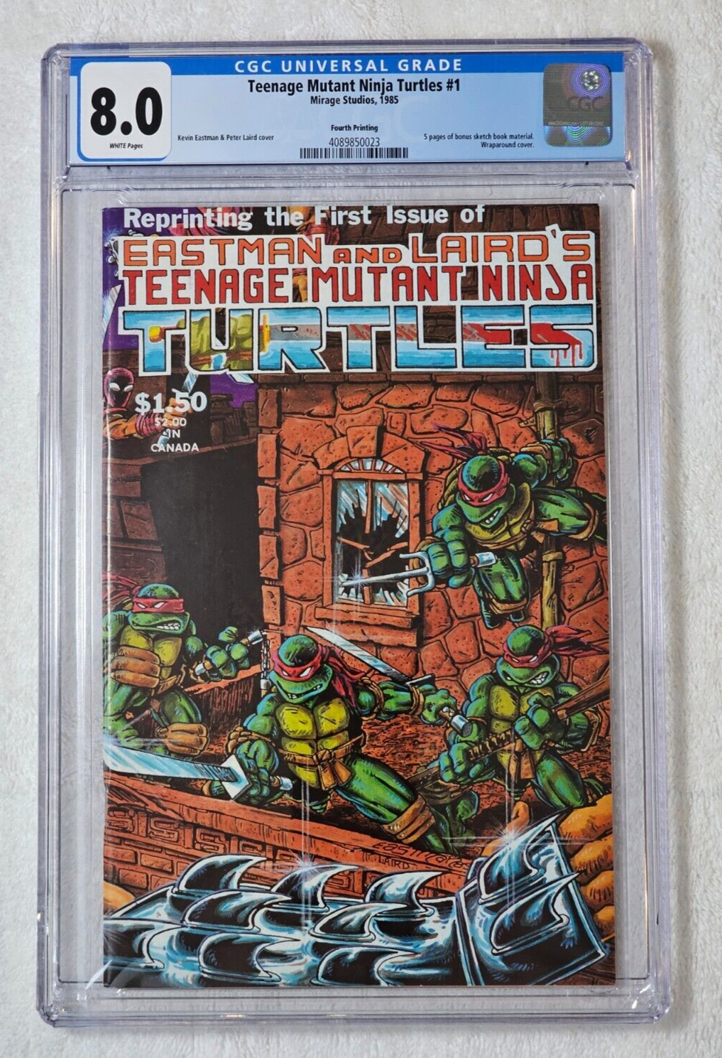 Teenage Mutant Ninja Turtles #1 CGC 8.0 Fine WP 1985 Mirage TMNT 4th Printing