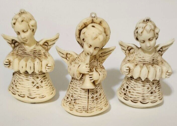 Vintage Christmas Angel Ornaments Playing Instruments Acrylic Made in Italy