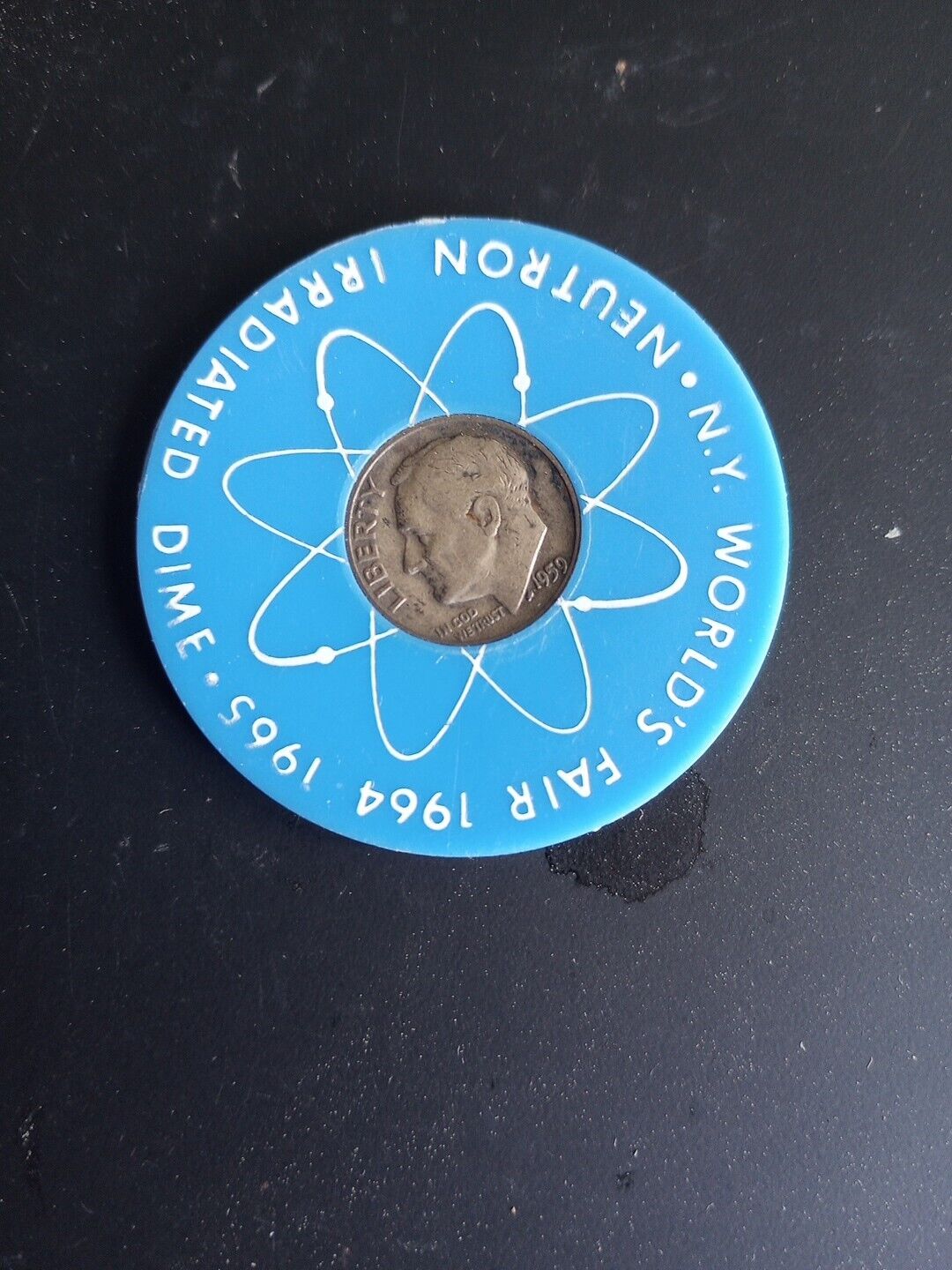 1959 Neutron Irradiated Silver Dime From New York World's Fair