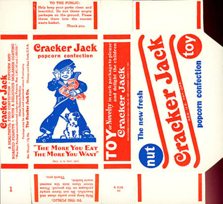 UNUSED 1960s CRACKER JACK POP CORN CONFECTION ADVERTISING MOVIE PROP BOX